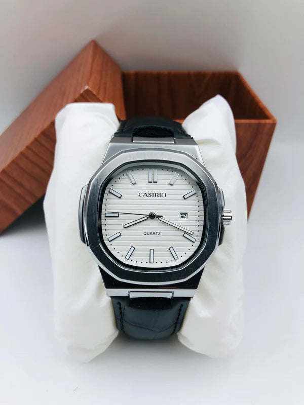 Casirui Quartz - Black Strap - White Dial
