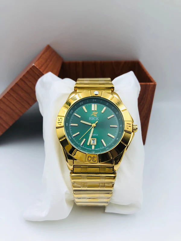 Rick Quartz Watch - Golden - Green Dial