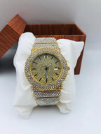 Ice Dot Full Diamond  - Golden Dial